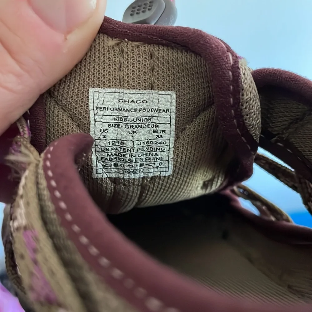 Chaco’s outcross water hiking shoes size 2 purple
